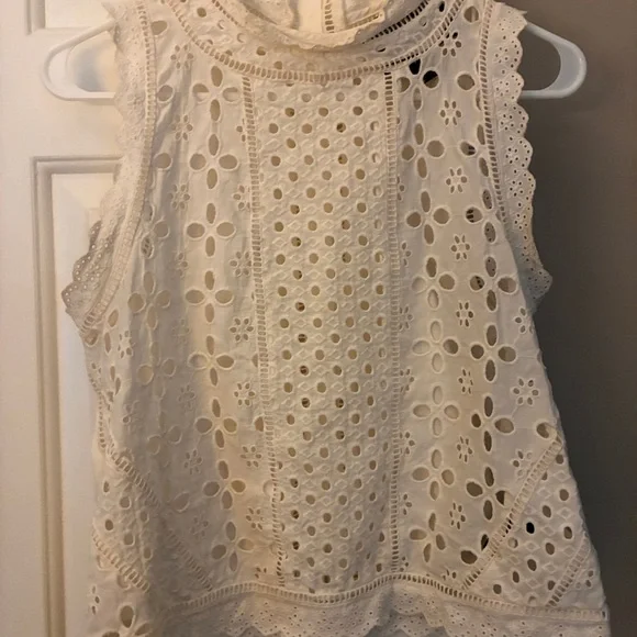 Anthropologie James Coviello White Lace Blouse Sz S EUC - Picture 3 of 10